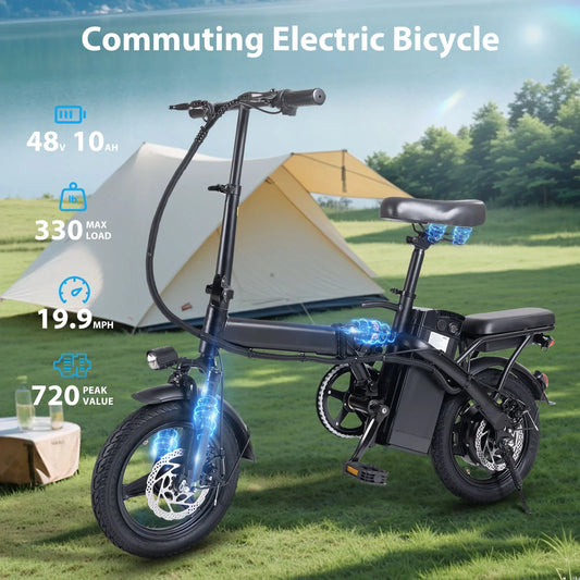 400W Dual Disc Brake Adult Foldable Electric Bicycle With  22 Mile Range 20MPH