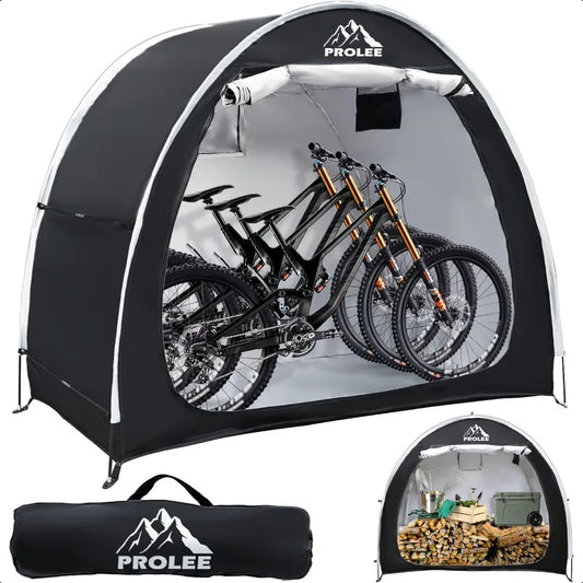 Bike Shed 6.6FT Waterproof Oxford Fabric Storage Tent for 2 Bikes Outdoor Storage with Window Design Black