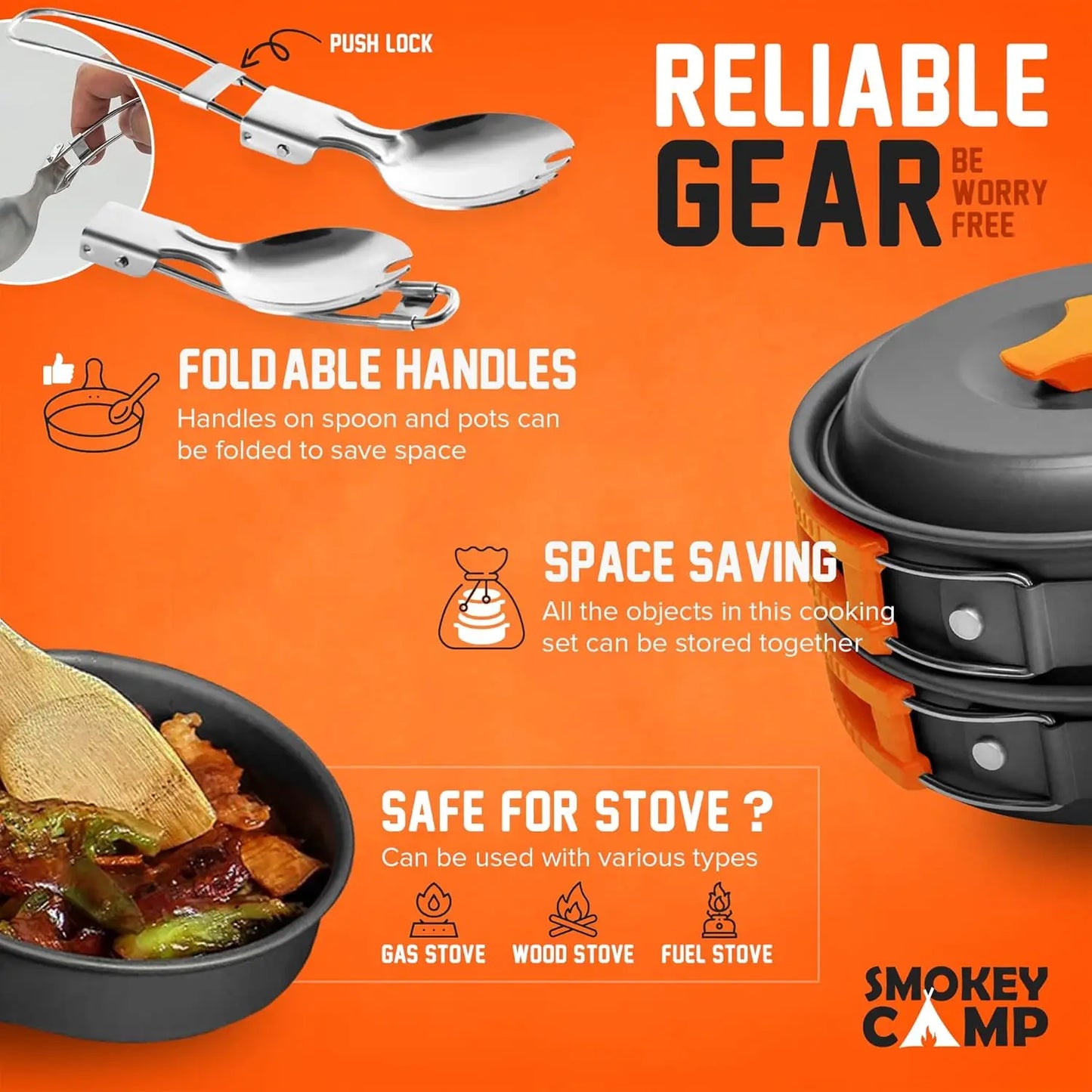 Camping Cookware Mess Kit Set with Stove