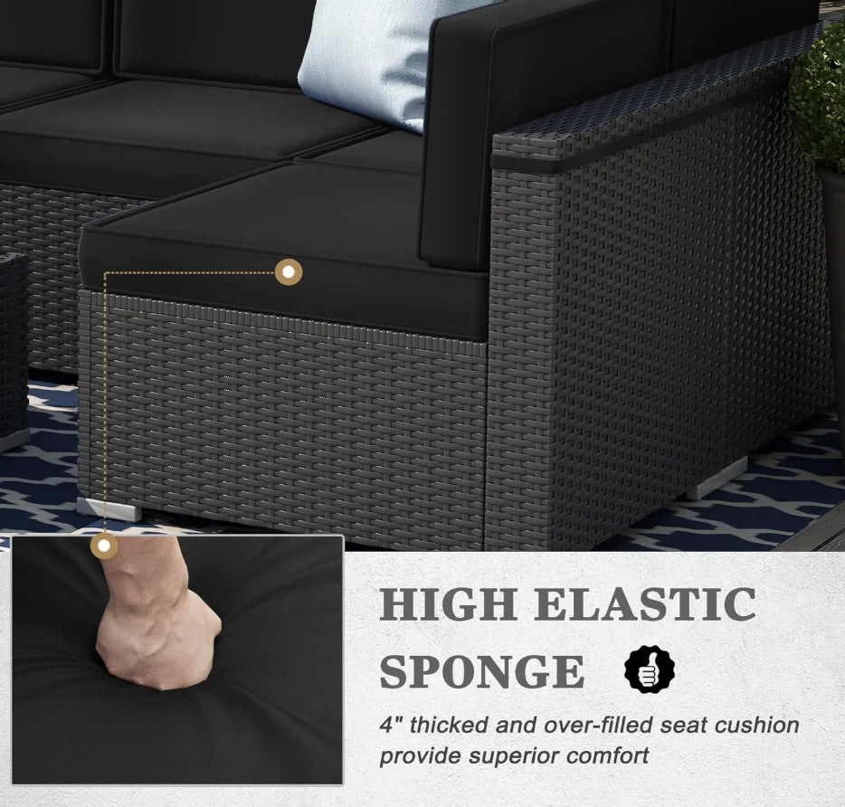 8 Pieces Patio Furniture Set with 44" Propane Gas Fire Pit Table