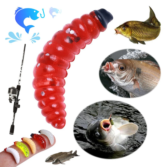 Artificial Bread Worm Baits / Maggot Grub Soft Fishing Lure