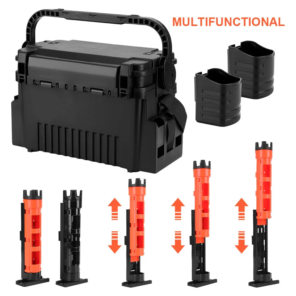Multifunctional Portable Fishing Box 2 Tier Rod Barrel Holder
