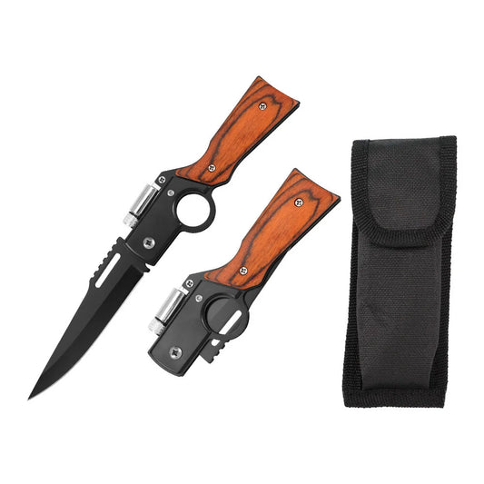 Portable Outdoor Folding Knife, Suitable for Camping, Barbecue, Fishing, Hiking, LED Light Knife, Pocket Clip, Safety Lock