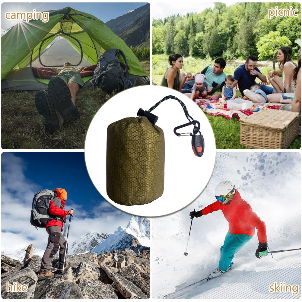 Emergency Thermal Sleeping Bag W/ PE Aluminum Film Portable Survival Blanket