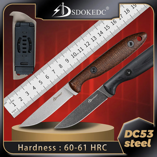 SDOKEDC Knives DC53 Steel Fixed Blade Knife Micarta Handle