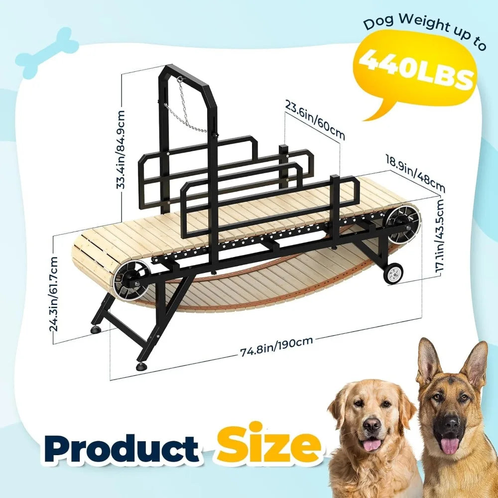 75" Large Dog Treadmill for Dogs, 4 Level Adjustable Ramp