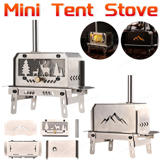 Mini Charcoal Stove Stainless Steel Camping Firewood