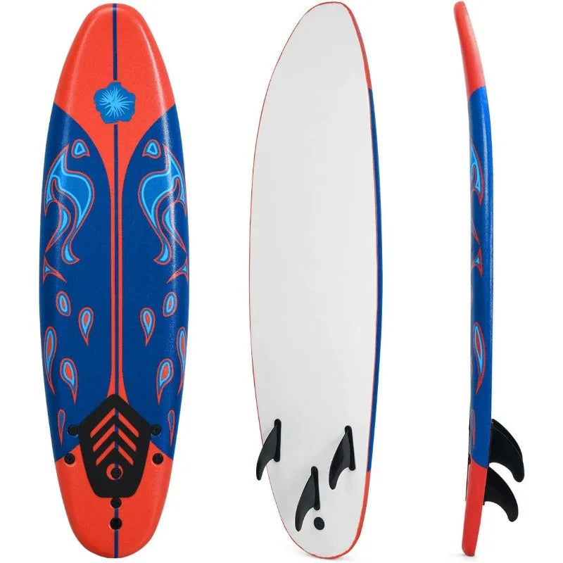 GYMAX Surfboard,6FT with Removable Fins & Safety Leash