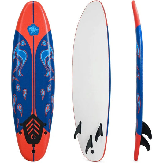 GYMAX Surfboard,6FT with Removable Fins & Safety Leash