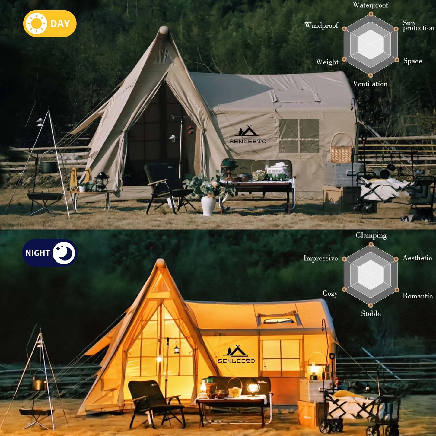 Large Inflatable Tent for 8-10 Person - 135 SQFT