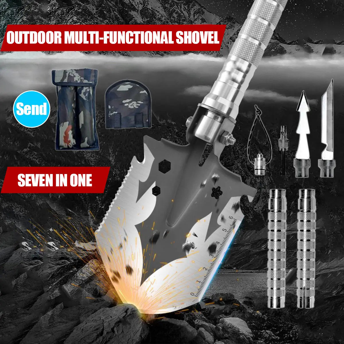 Multi Functional Detachable Foldable Military Shovel