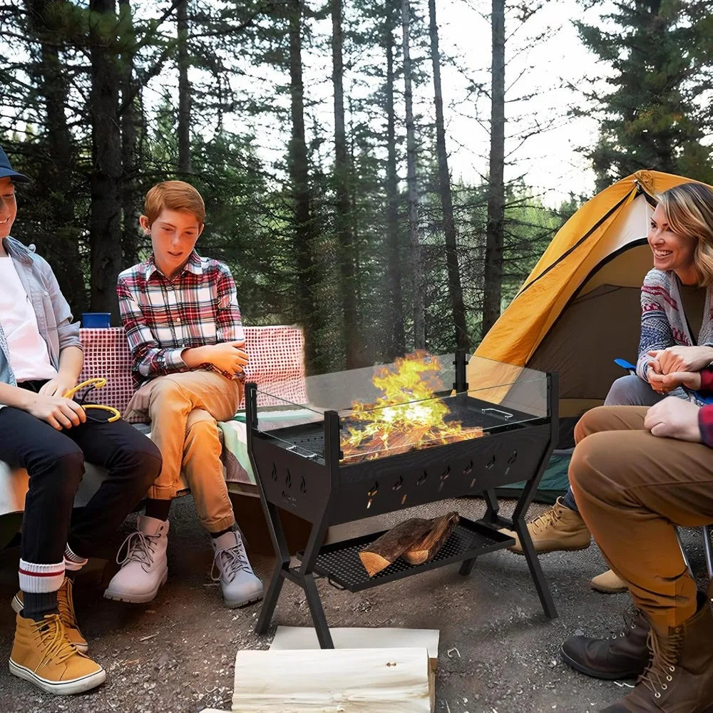 Charcoal Grill with Glass Wind Guard