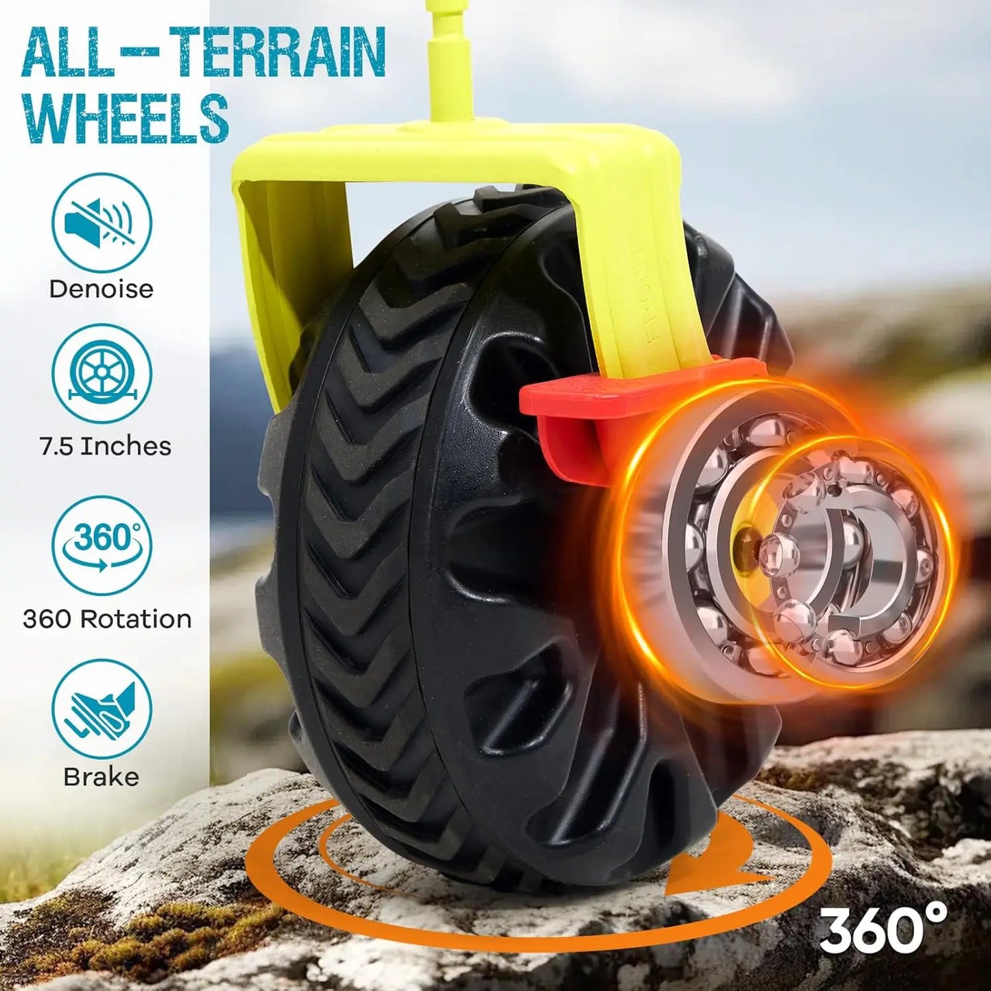 400L Collapsible Double Decker Beach Wagon with Brakes, 54" Extra Long Decker, 450LBS  with All-Terrain Big Wheels