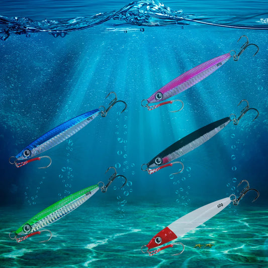 Metal Jig Fishing Lure 60g Trolling Hard Bait Fast Sinking Bass Fishing Bait Saltwater Lures for Sea Fishing and Boat Fishing