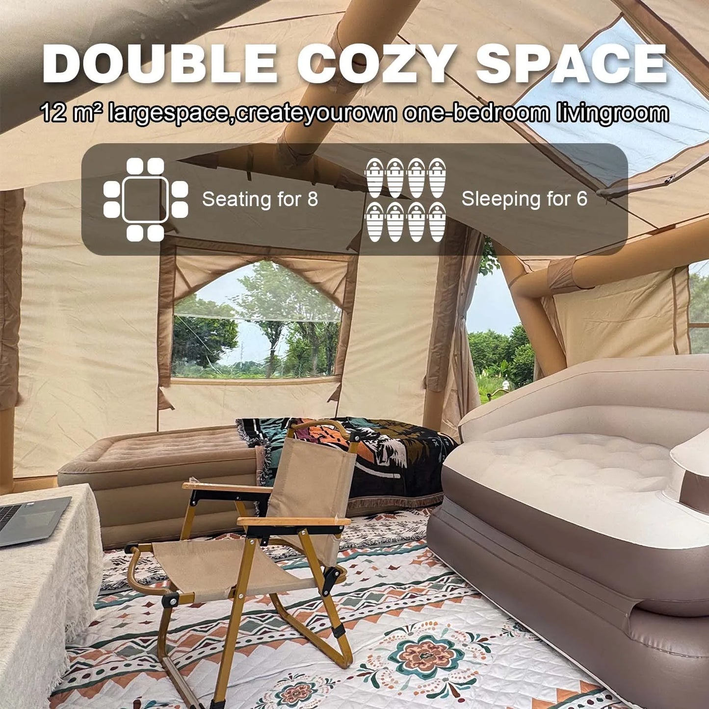 Large Inflatable Tent for 8-10 Person - 135 SQFT