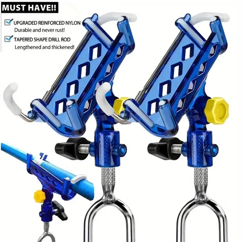 2-piece stainless steel fishing rod holder, 360° adjustable one-touch lock