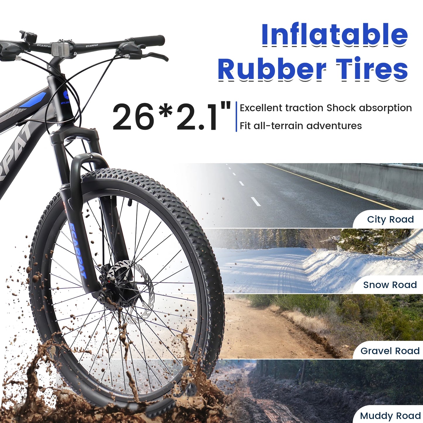 Ecarpat Dual Full Suspension Mountain Bike  21-Speed Disc Bicycles