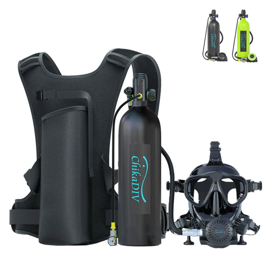 Lung Tank Scuba Tank Full Face Diving Mask, 1.9L Mini System for Travel Snorkeling, Pool Diving Gear
