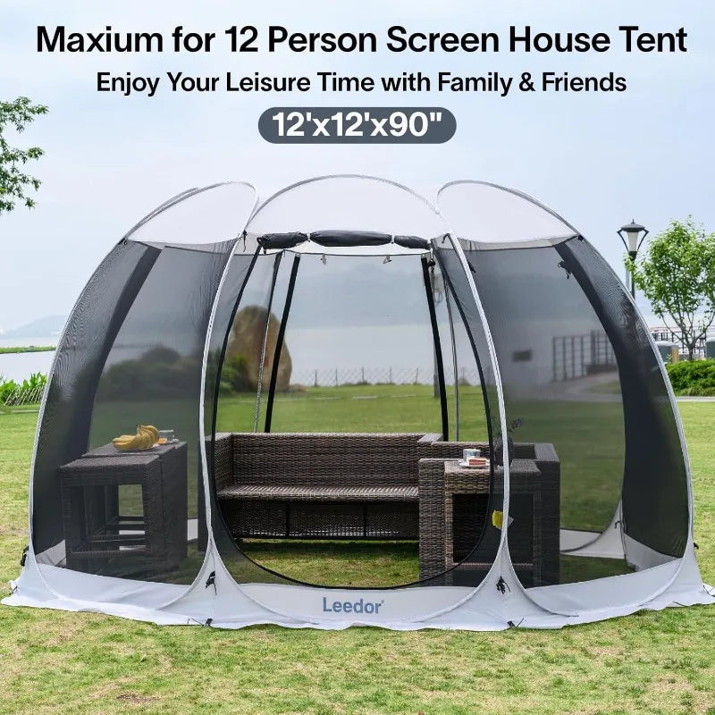 Leedor Screen House Tent for 6-10 Person, Instant Setup Mesh Net Outdoor Gazebo Sun Shade Dome Tent Pop Up Canopy