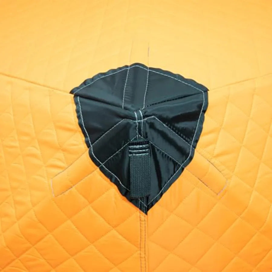 Portable Ice Fishing Tent 3 Person Shelter With Windproof Fabric Strips Protect Against Water Cold Wind 35 Square Feet Insulate