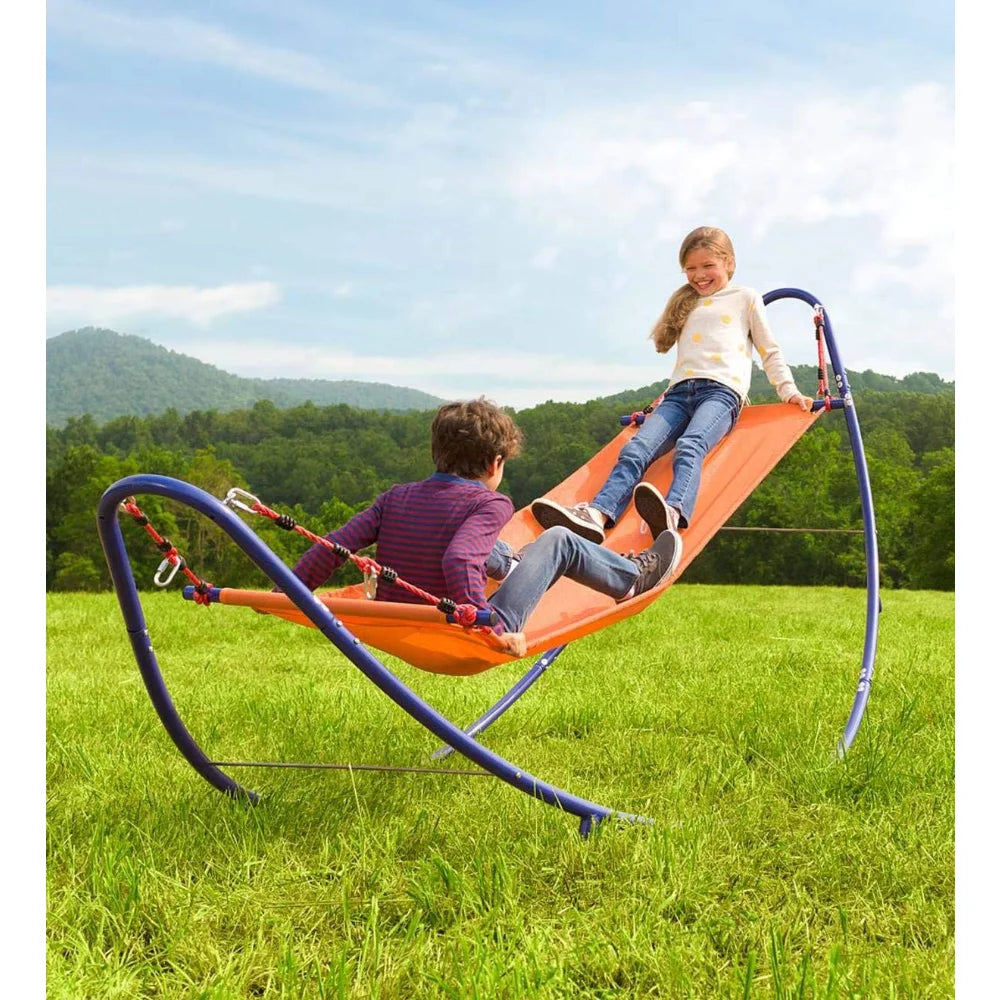 Rockin’ 2-in-1 Kids’ Adjustable Outdoor Rocking Hammock with Rubber Stoppers, 10¾'L x 4'W, Holds Up to 300 Lbs