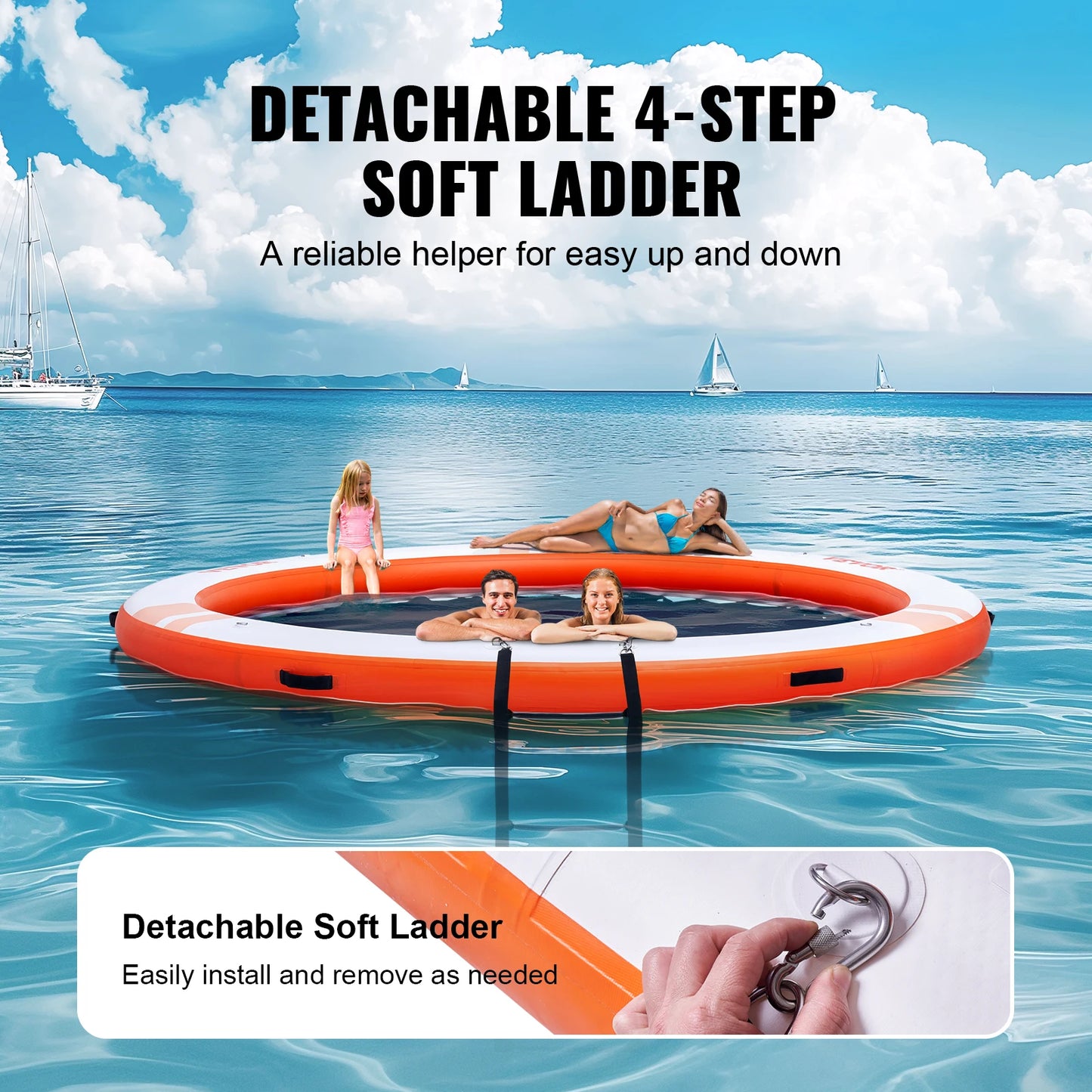 VEVOR Inflatable Floating Dock 10x8FT Non-Slip Water Detachable Ladder Portable Carrying Bag Floating Platform Island Raft