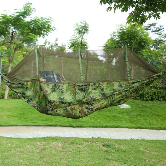 Portable Double Camping Hammock with Mosquito Net - 600lbs Capacity for 2 Persons