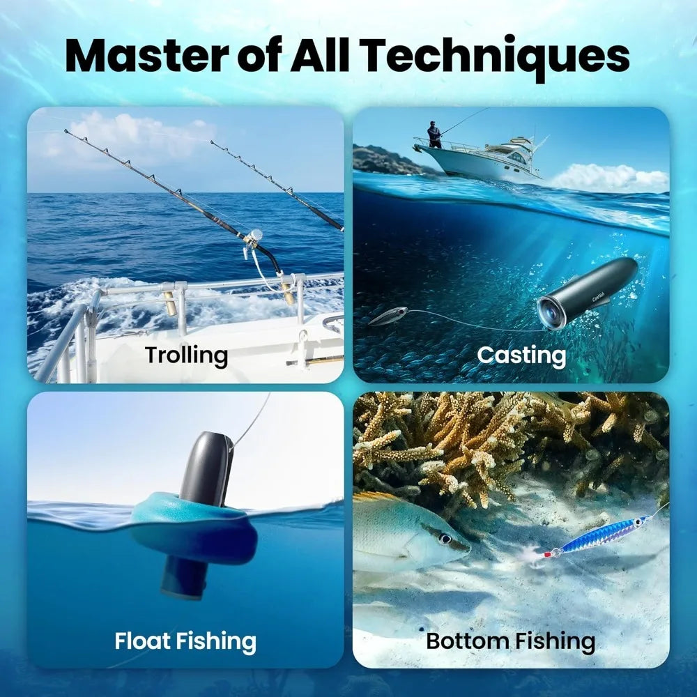 Grey Fishing Finders  Camera HD 1080P &136°Ultra-Wide-Angle,656FT ROV Waterproof/Motion Sensing