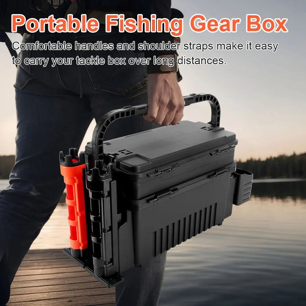 Multifunctional Portable Fishing Box 2 Tier Rod Barrel Holder