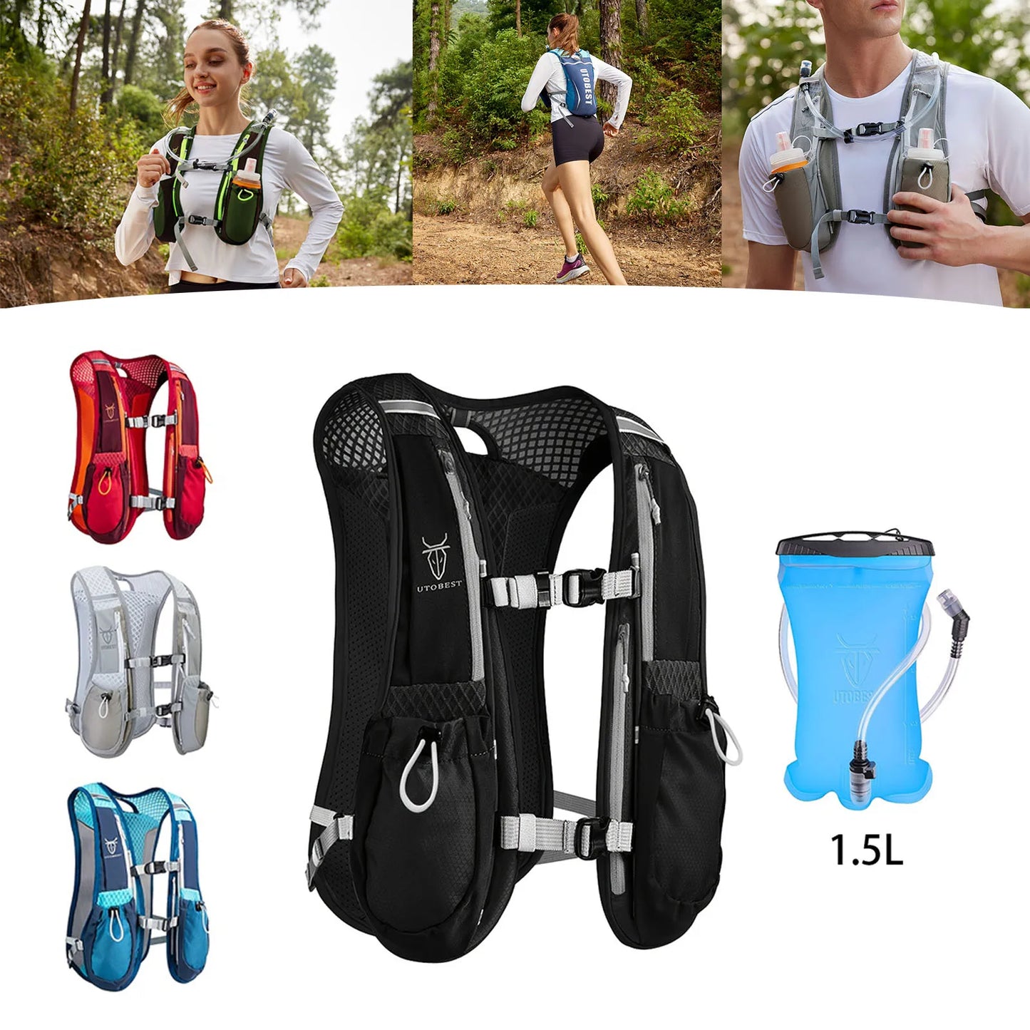 UTOBEST 2-Pack 5L Running Vest with 1.5L Hydration Reservoir Set